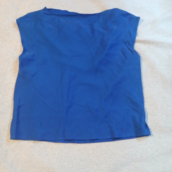 Banana Republic Factory Women's Cowl Neck Cap Sleeve Blouse Blue GUC - Picture 5 of 7